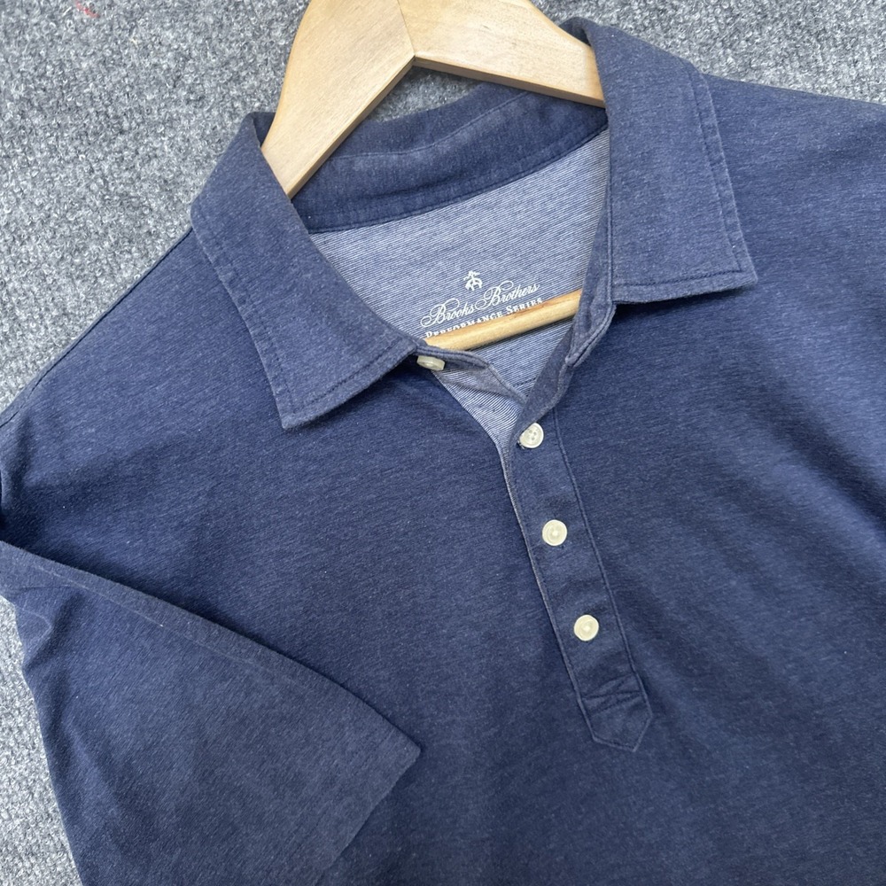 Brooks Brothers Performance Men's Blue Short Sleeve Polo Shirt Size Large Casual